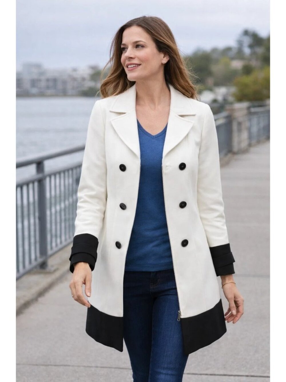 White House Black Market size Medium NEW Colorblock Coat Jacket WHBM